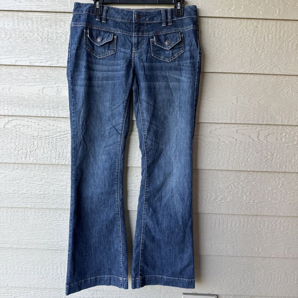 ana A New Approach Modern Fit Bootcut Blue Jeans Womens 10 Flare Mid Rise Boho